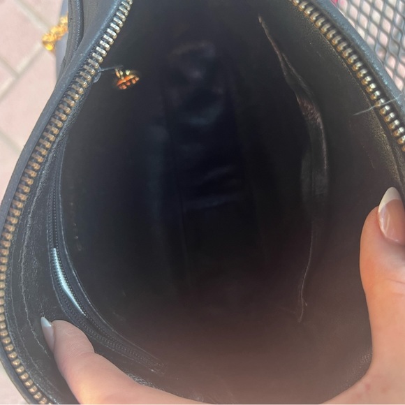 Authentic Chanel CC black lambskin quilted diagonal run lock flap camera bag - Picture 8 of 16